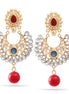 Pearl Coral And Crystal Chandelier Gold Post Earrings