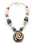 Brown And Cream Big Beads Silver Pendant Necklace #FWNK-1811-21(LB11)
