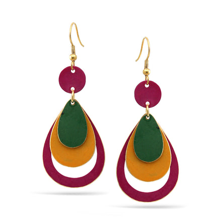 TORTOISE SHELL ACETATE RESIN TEARDROP GOLD POST EARRINGS #EAR-2761