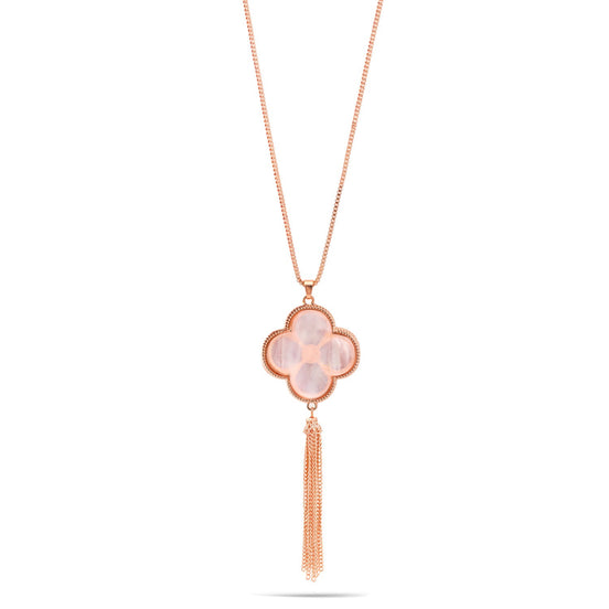 Rose Gold Mother Of Pearl  Pendant Adjustable Length Chain Long Tassel Necklace