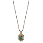 Premium Quality Two Tone Multi Color Crystal Oval Pendant Adjustable Length Silver Chain Necklace