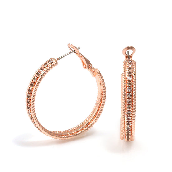 Rose Gold Crystal Hoop Earrings