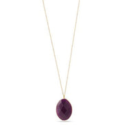 NATURAL FACETED AGATE OVAL PENDANT NECKLACE#SWY-18025