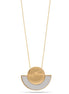 Semi Circle Silver Sanded Gold Pendant Adjustable Length Chain Necklace