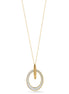 Gold Silver Sanded Oval Pendant Adjustable Length Chain Long Necklace