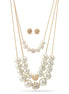 Pearl And Crystal Ball Adjustable Length Layer Necklace And Earrings Set