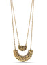 Gold Half Circle Crystal Pendant Adjustable Length Chain Two Layer Necklace