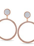 Rose Gold Round Silver Sanded Glitter Stud Earrings