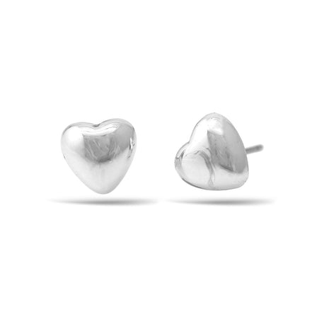 Silver Small Heart Stud Earrings