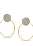 Gold Round Silver Sanded Stud Earrings