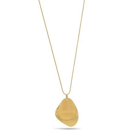 Gold Shine And Matte Finished Pendant Adjustable Length Chain Long Necklace