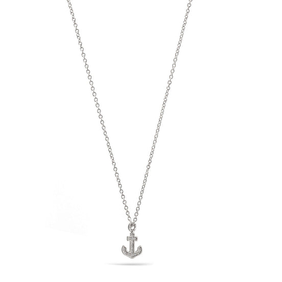 Silver Anchor Crystal Pendant Adjustable Length Short Necklace