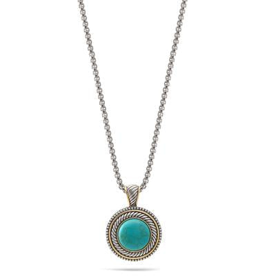 TWO TONE CRYSTAL PAVE PENDANT SILVER ROPE CHAIN NECKLACE #73010EH (FH25)