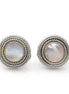 Premium Quality Two Tone Round Mother Of Pearl Post Earrings
