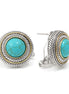 Premium Quality Two Tone Round Turquoise Post Earrings