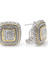 Premium Quality Two Tone Square Crystal Pave Post Earrings
