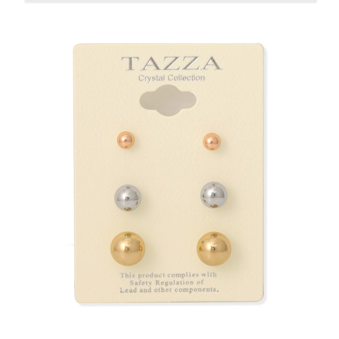 Tri-Tone 10 Mm 8 Mm And 5 Mm Pair Of 3 Post Earrings