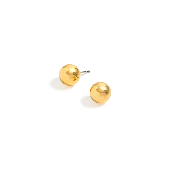 Gold Round 10 Mm Stud Earrings