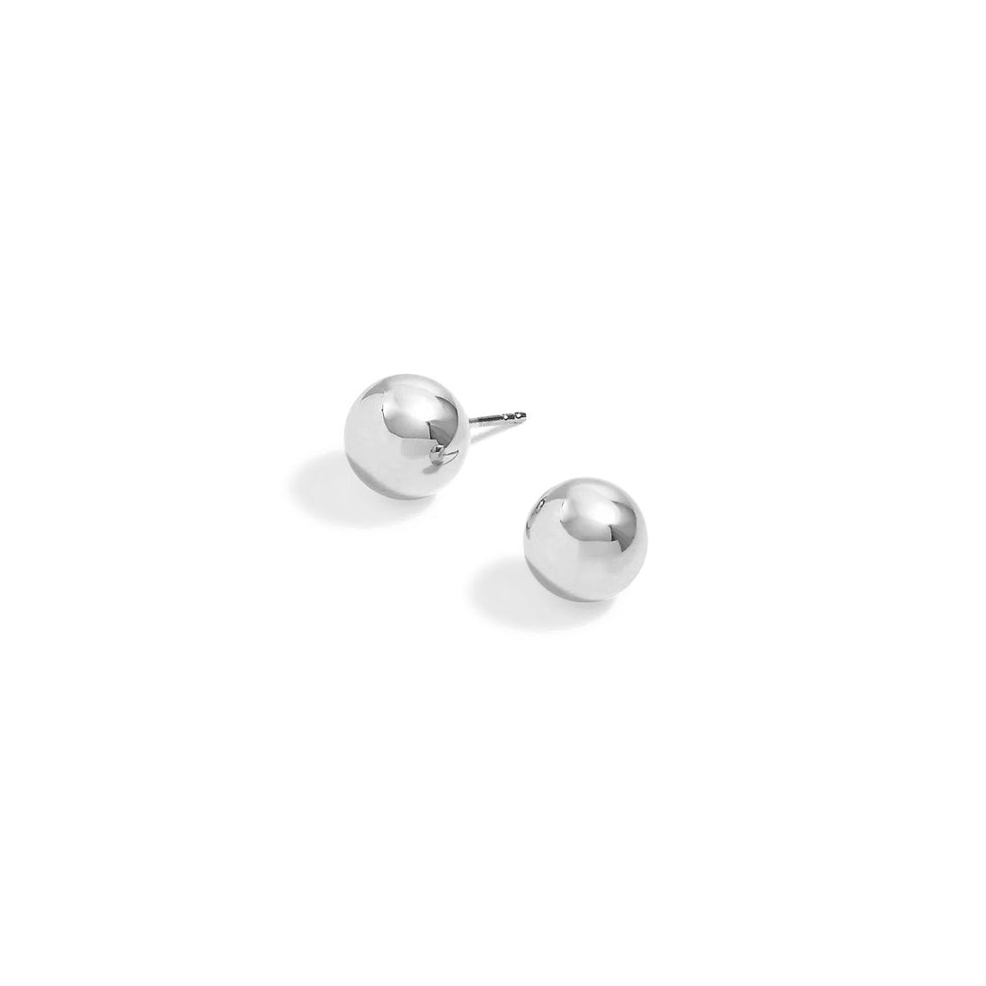 Rhodium Round 10 Mm Stud Earrings