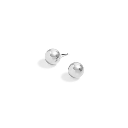 Rhodium Round 10 Mm Stud Earrings