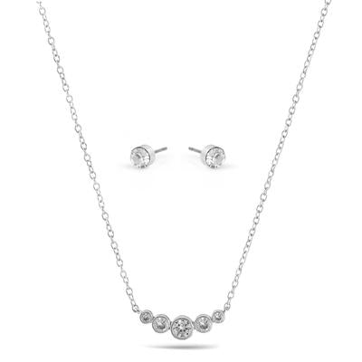 CRYSTAL SMALL PENDANT NECKLACE AND EARRINGS SET #SWY-18091 (EA6)