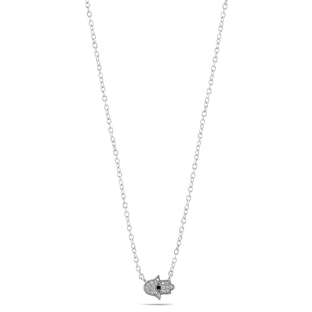Silver Hamsa Hand Small Pendant Adjustable Length Chain Necklace