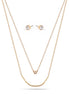 Gold Crystal Bar Small Pendant Adjustable Length Chain Layer Necklace And Crystal Earrings Set
