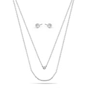 CRYSTAL BAR SMALL PENDANT NECKLACE AND EARRINGS SET #SWY-18092 (NB13)