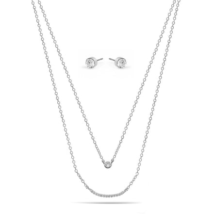CRYSTAL BAR SMALL PENDANT NECKLACE AND EARRINGS SET #SWY-18092 (NB13)