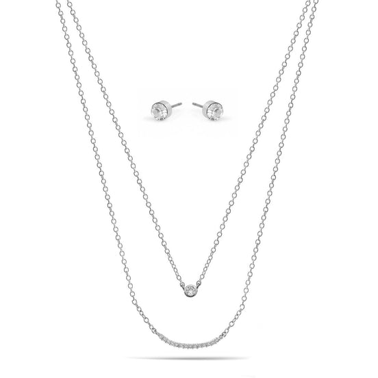 CRYSTAL BAR SMALL PENDANT NECKLACE AND EARRINGS SET #SWY-18092 (NB13)