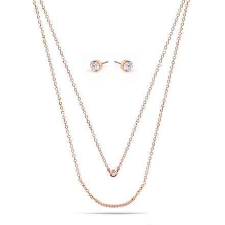 CRYSTAL BAR SMALL PENDANT NECKLACE AND EARRINGS SET #SWY-18092 (NB13)