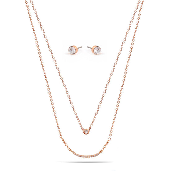 CRYSTAL BAR SMALL PENDANT NECKLACE AND EARRINGS SET #SWY-18092 (NB13)