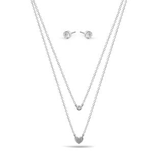 SMALL HEART PENDANT CRYSTAL  NECKLACE AND EARRINGS SET #SWY-18095 (ND12)