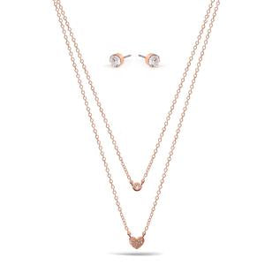 SMALL HEART PENDANT CRYSTAL  NECKLACE AND EARRINGS SET #SWY-18095 (ND12)