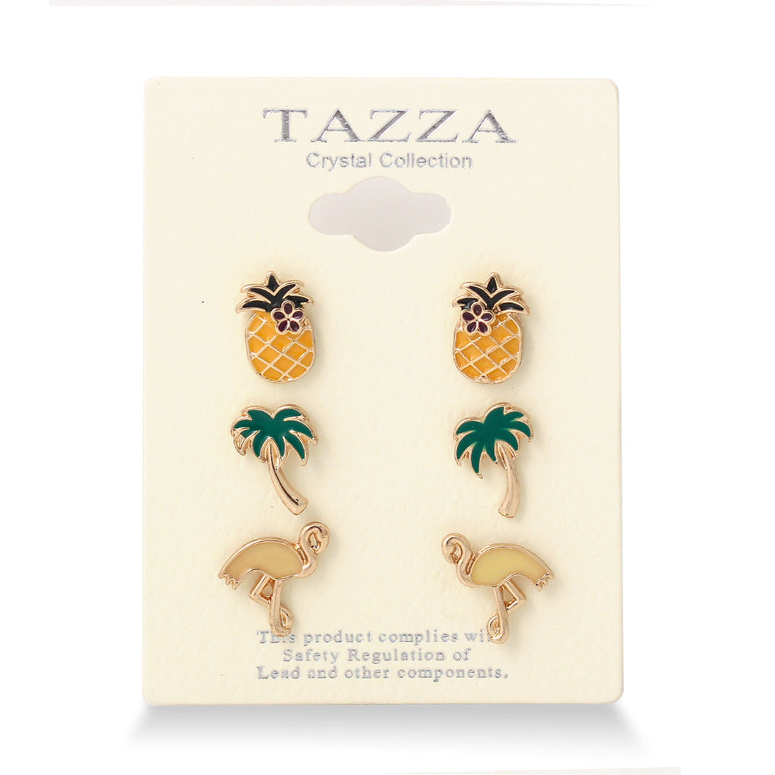 Gold Epoxy Tropical Set Of 3 Post Earrings