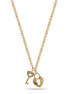 Gold Heart And Crystal Key Pendant Adjustable Length Gold Chain Necklace