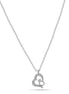 Silver Heart And Ring Crystal Small Pendant Adjustable Length Chain Necklace