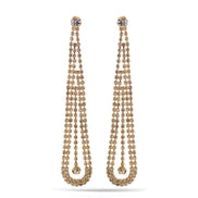 Gold Rhinestone Crystal Tassel Long Earrings