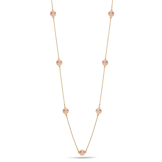Gold Peach Round Epoxy Adjustable Length Long Necklace