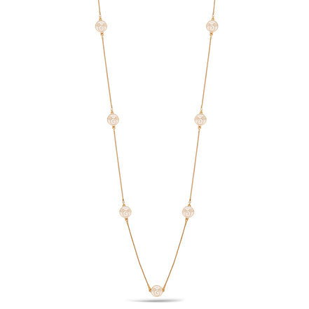 Gold Cream Round Epoxy Adjustable Length Long Necklace