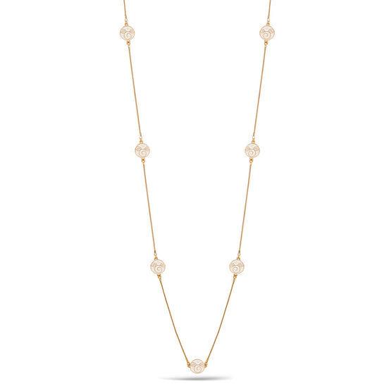 Gold Cream Round Epoxy Adjustable Length Long Necklace