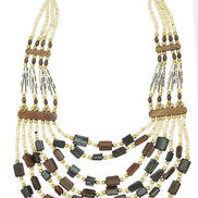 MULTI LAYERED WOOD AND BONE NECKLACE #FWNK-1907-17