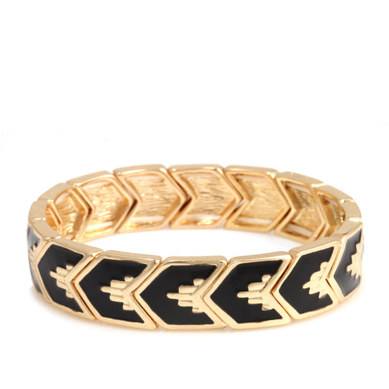 Gold Black Epoxy Stretch Bracelet