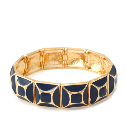 Gold Navy Epoxy  Stretch Bracelet