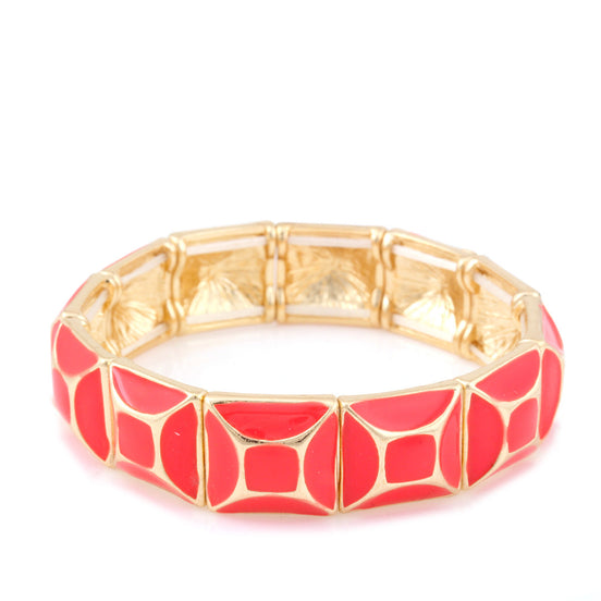 Gold Coral Epoxy  Stretch Bracelet