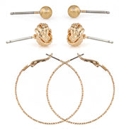 GOLD 3 PAIR POST EARRINGS#SQGN1031-0004G (GE15/GE16)