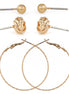 GOLD 3 PAIR POST EARRINGS#SQGN1031-0004G (GE15/GE16)