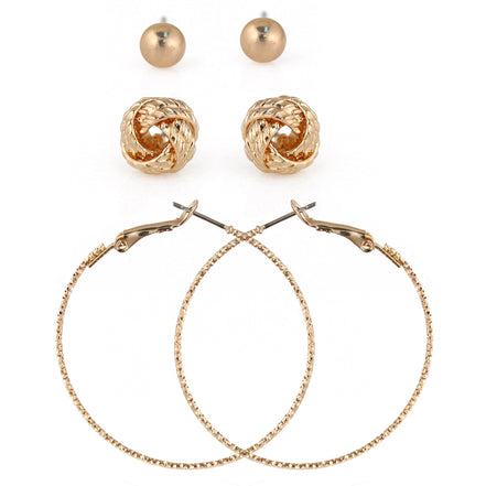 GOLD 3 PAIR POST EARRINGS#SQGN1031-0004G (GE15/GE16)