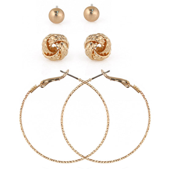 GOLD 3 PAIR POST EARRINGS#SQGN1031-0004G (GE15/GE16)