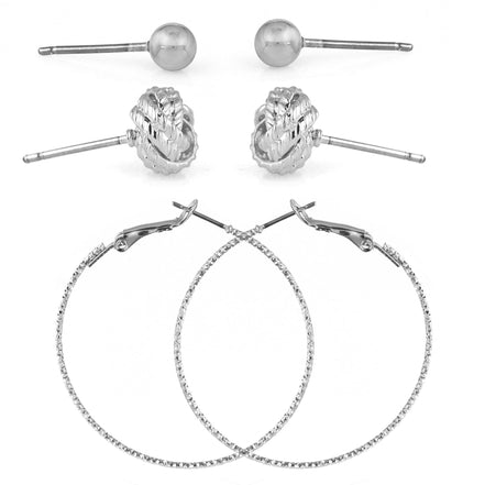SILVER 3 PAIR POST EARRINGS#SQGN1031-0004S